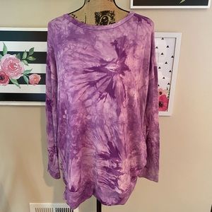 Purple Tie Dye Cozy Long Sleeve Top